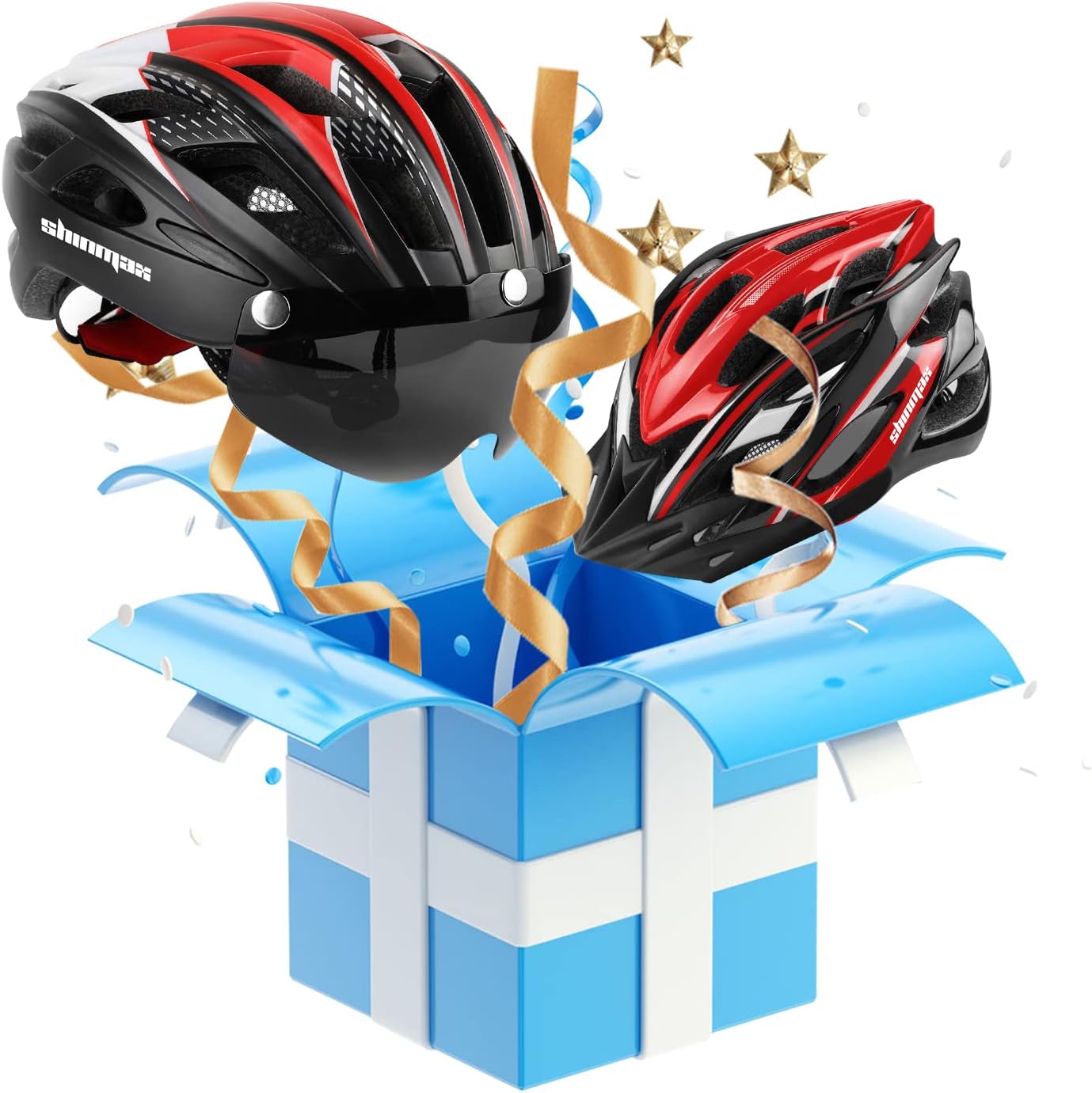 Bike Helmet with Goggles+Bicycle Helmet with Sun Visor(Both Comes with LED Back Light)