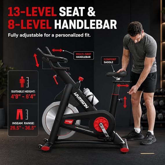 HARISON Semi Commercial Exercise Bike 400 lbs Capacity, Magnetic Stationary Bikes for Home Gym with Bluetooth & Tablet Holder & Comfortable Seat Cushion