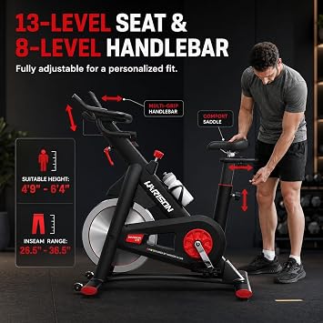 HARISON Semi Commercial Exercise Bike 400 lbs Capacity, Magnetic Stationary Bikes for Home Gym with Bluetooth & Tablet Holder & Comfortable Seat Cushion