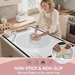 Silicone Baking Mat Non-Stick: Extra Large 91x61cm Pastry Mat for Rolling Dough - Baking Sheet with Measurement Guide for Kitchen - Heat-Resistant & Reusable Pizza/Fondant Accessories for Baker