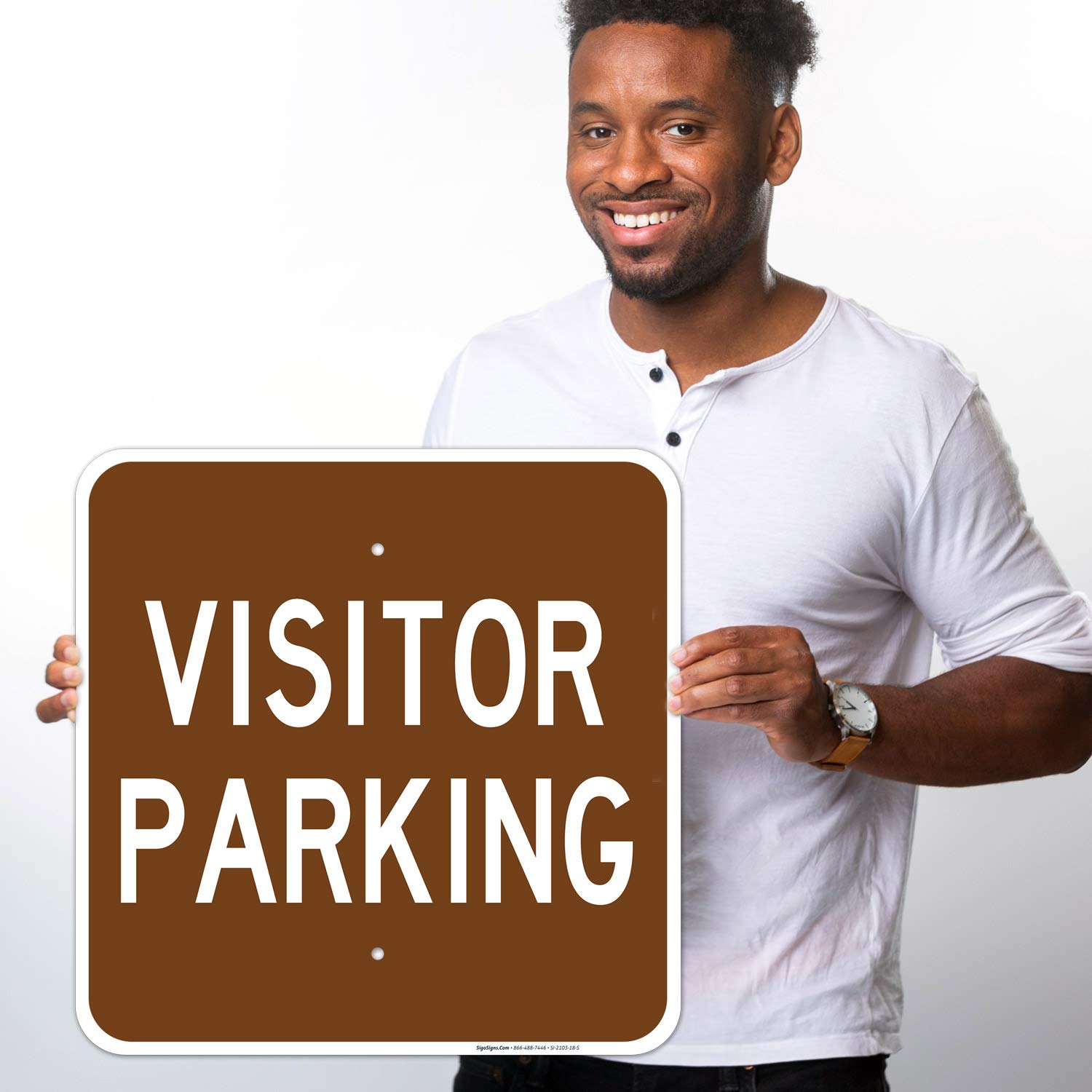 Visitor Parking Sign, 18x18 Inches, Rust Free .063 Aluminum, Fade Resistant, Easy Mounting, Indoor/Outdoor Use, Made in USA