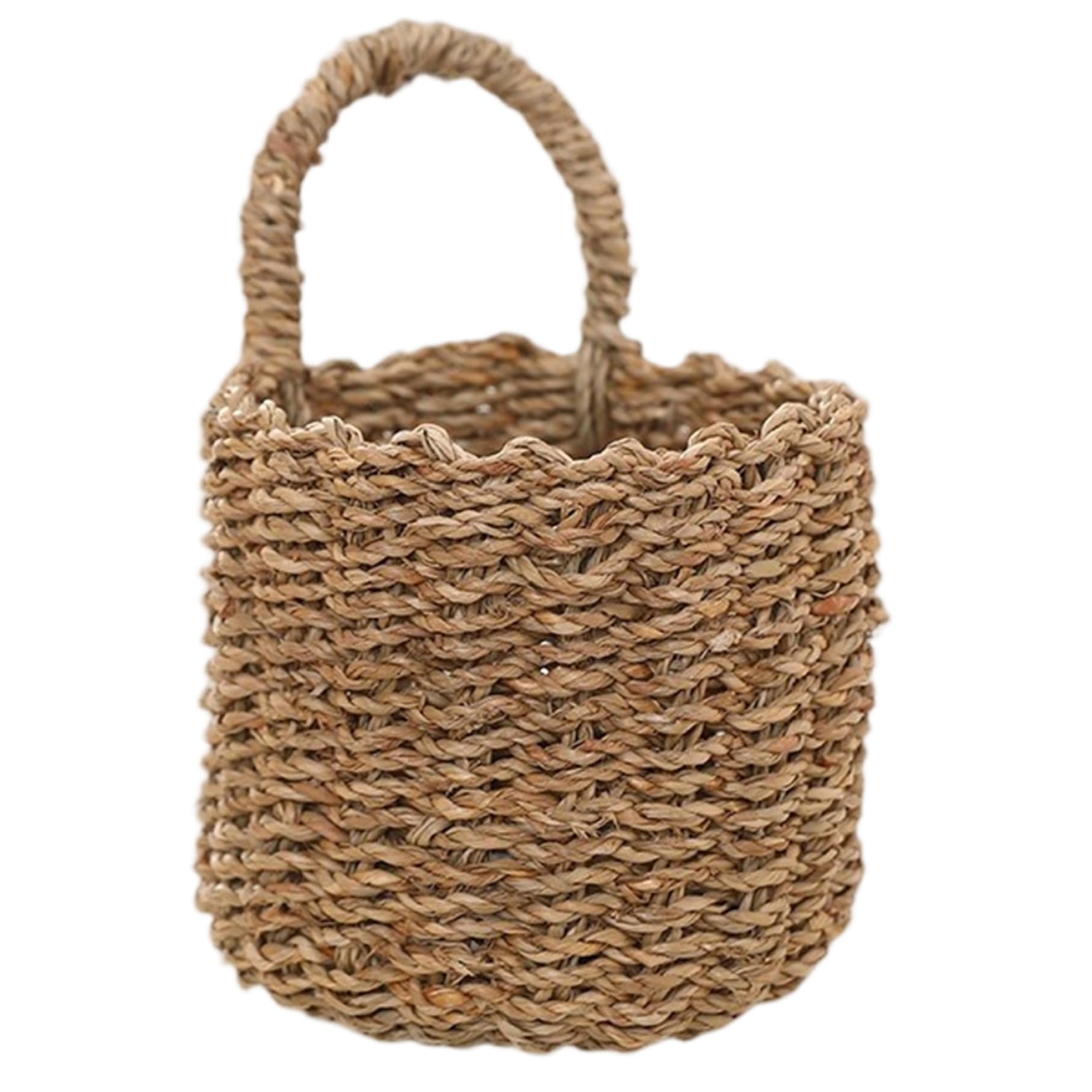 Hperu Boho Style Front Door Basket for Organizing, Woven Small Hanging Basket with Sturdy Handle for Kitchen Pantry Front Door