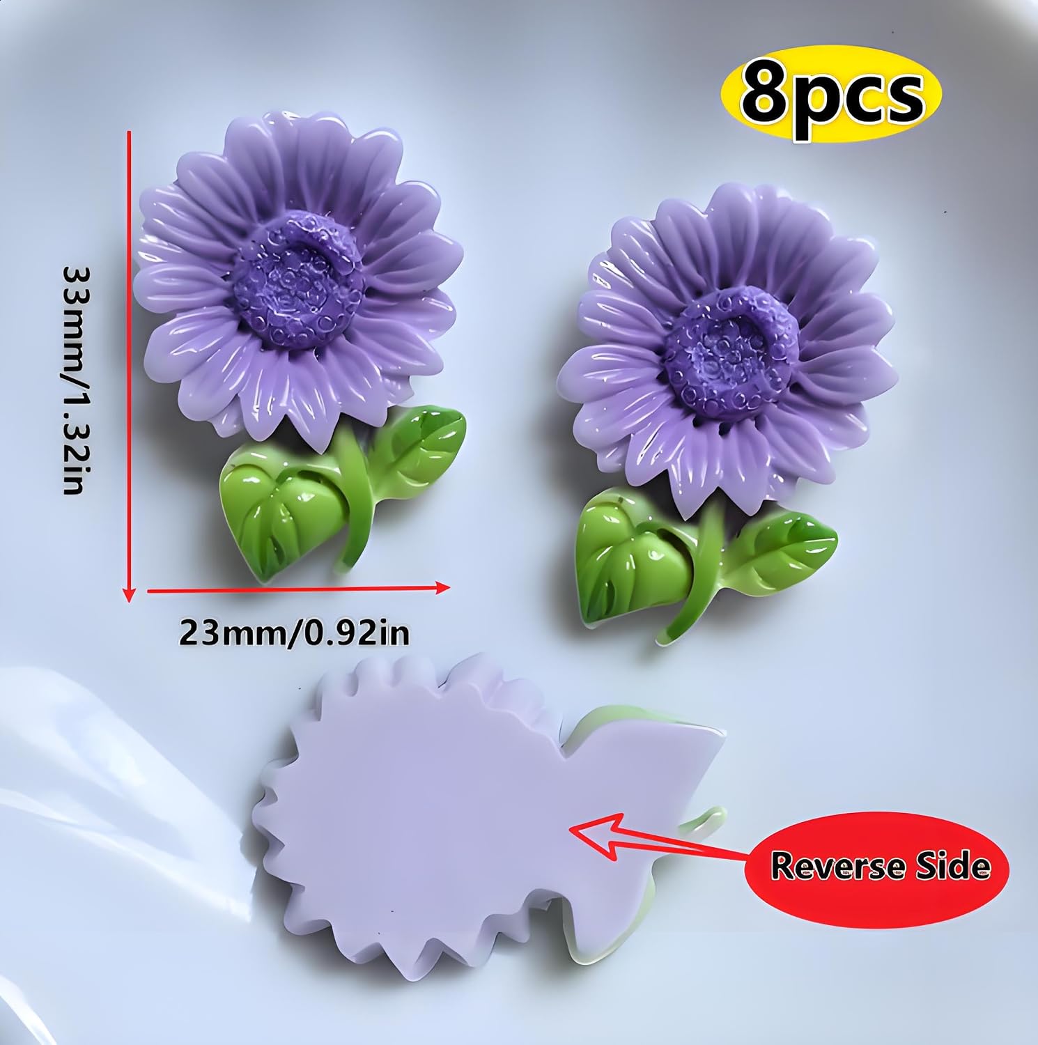 8 pcs Colorful Sunflower Resin Flatback Charms – Cute Flower Embellishments for DIY Scrapbooking, Hair Accessories, Phone Decorations, Shoe & Bag Crafts, Water Bottle Stickers & Handmade Materials