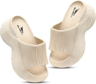 Duosoft Platform Slides, Pink Textured EVA, Comfort Slip-On Sandals with Elevated Sole, Non-Slip Beach and Pool Wear Price In India