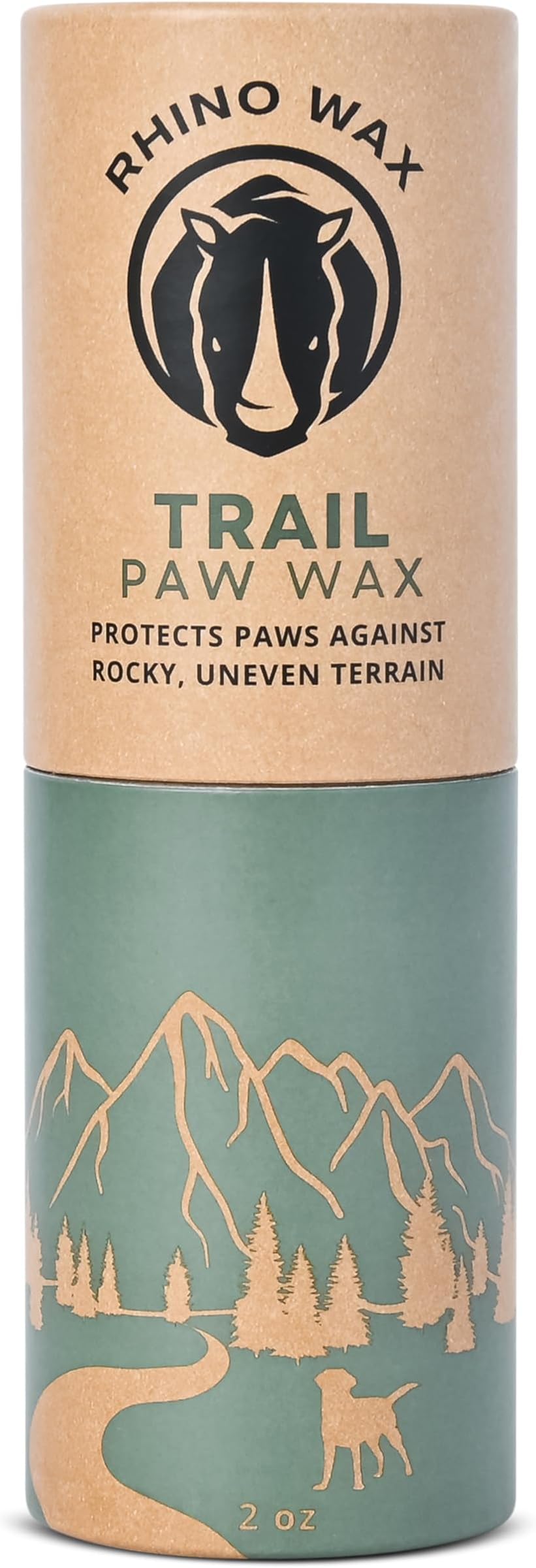 Rhino WaxDog Paw Trail Wax 2oz - Use Before Taking Dogs on a Hike - Balm Helps Protect Against Rocks, Uneven Terrain, Thorns, Glass - Moisturizes and Improves Elasticity - Lick-Safe - Made in USA