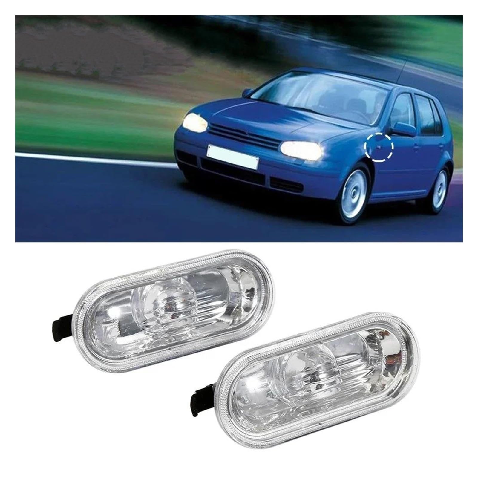 Generico Segnale Svolta 2 pezzi luci posizione laterali per auto segnalazione indicatori direzione automatici per VW per Golf 4 Mk4 per Bora per Frecce Laterali