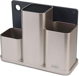 Joseph Joseph - Counterstore set composto da portaposate e tagliere Joseph, plastica, Silver, 13 x 30.8 x 22.7 cm