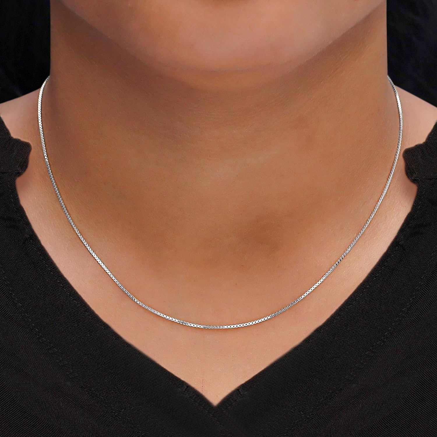 AFFY Chain Necklace for Women and Men 1mm Box Chain Necklace with Spring Ring Clasp in 14K Gold Over 925 Sterling Silver - Image 3