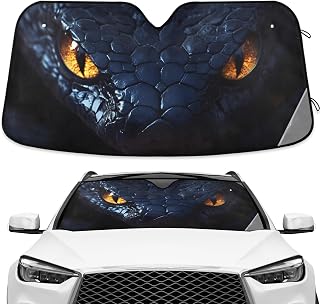 Funny Black Mamba Eyes Windshield Sunshade Car Sun Shade Front Window Shade for Truck SUV Blocks UV Rays Sun Reflector Visor Protector Accordion Folding