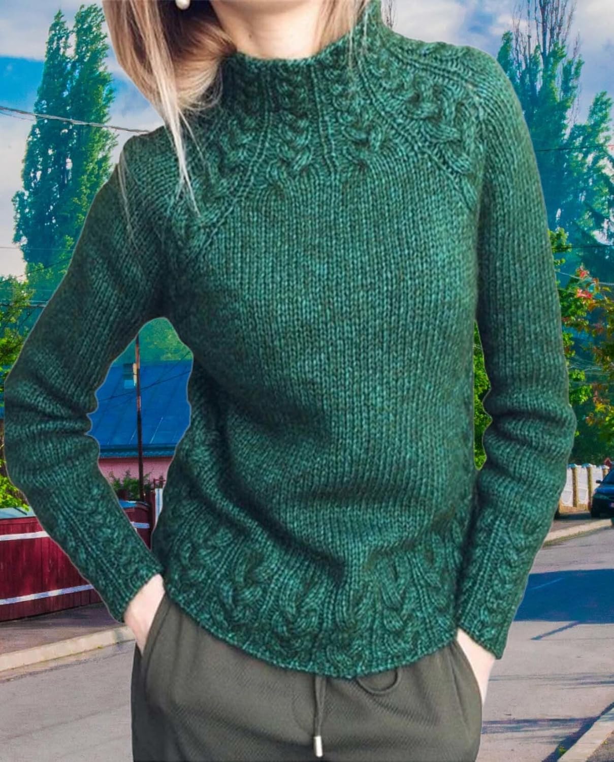 Womens Turtleneck Pullover Solid Color Comfort Knit Long Sleeve Pullover Oversized Slim Fit and Casual Sweater - Image 5