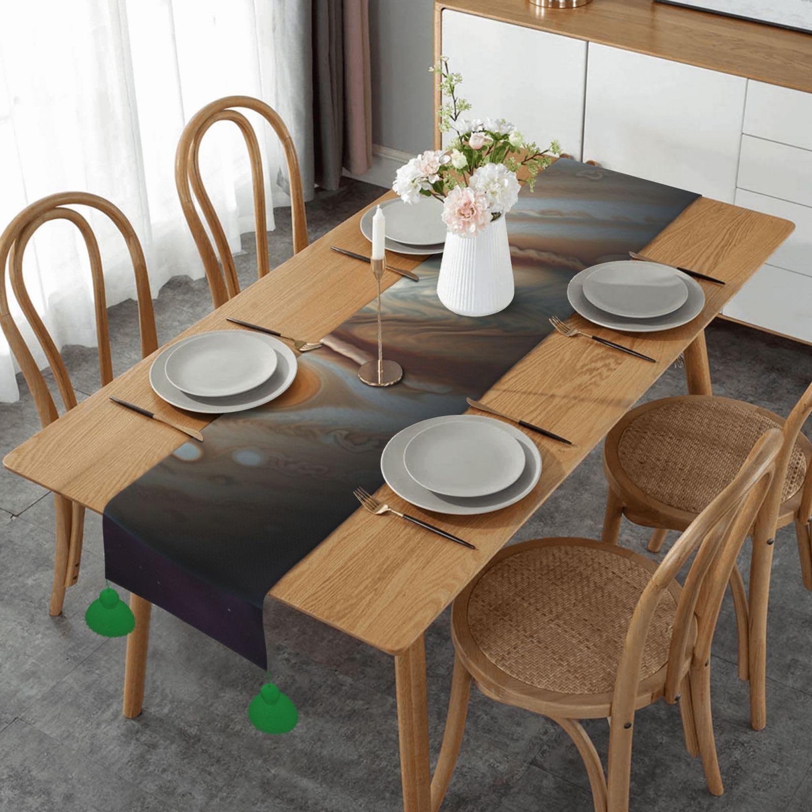 Chemin de table en lin tissé Jupiter, décoration de table raffinée