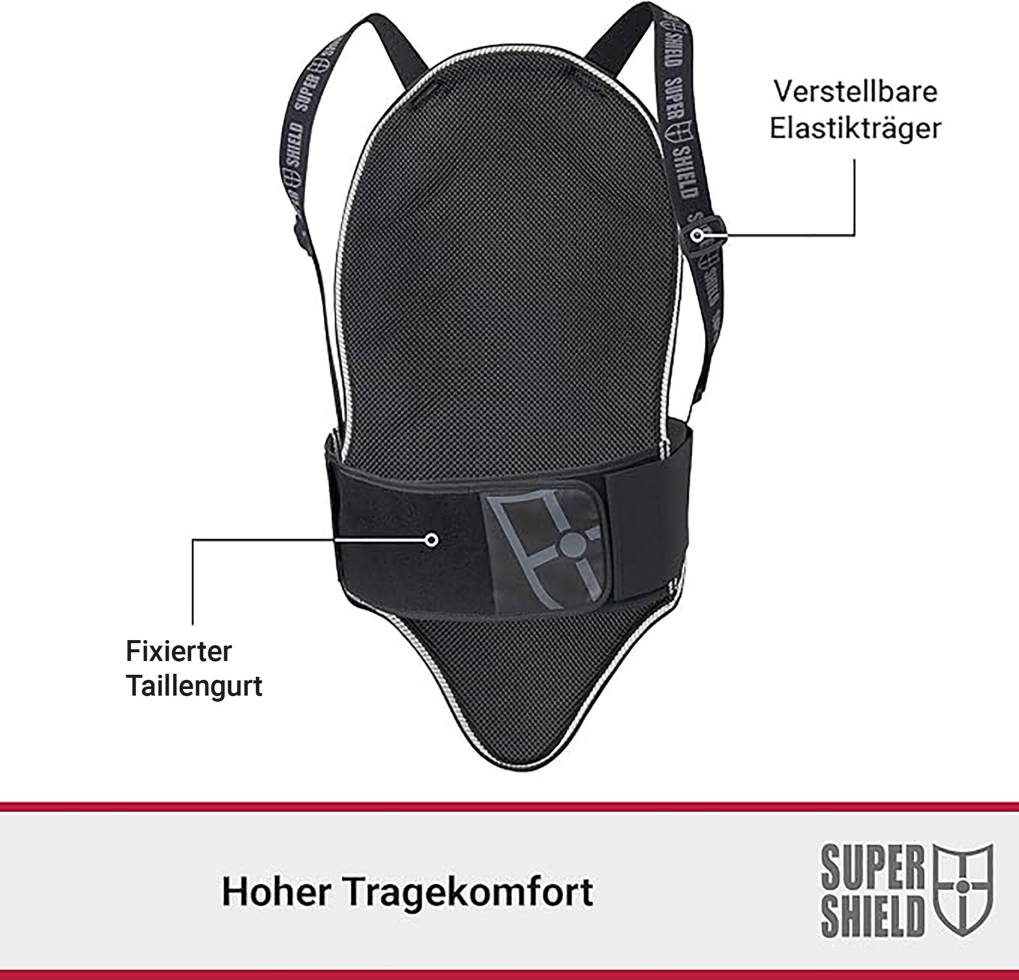 834 Rückenprotektor Motorrad, EN geprüft - Level 2, Umschnall-Rückenschutz, Verrutschsicher, Geringes Gewicht, Rückenprotektor Ski Damen, Protektor Snowboard Herren, S-L