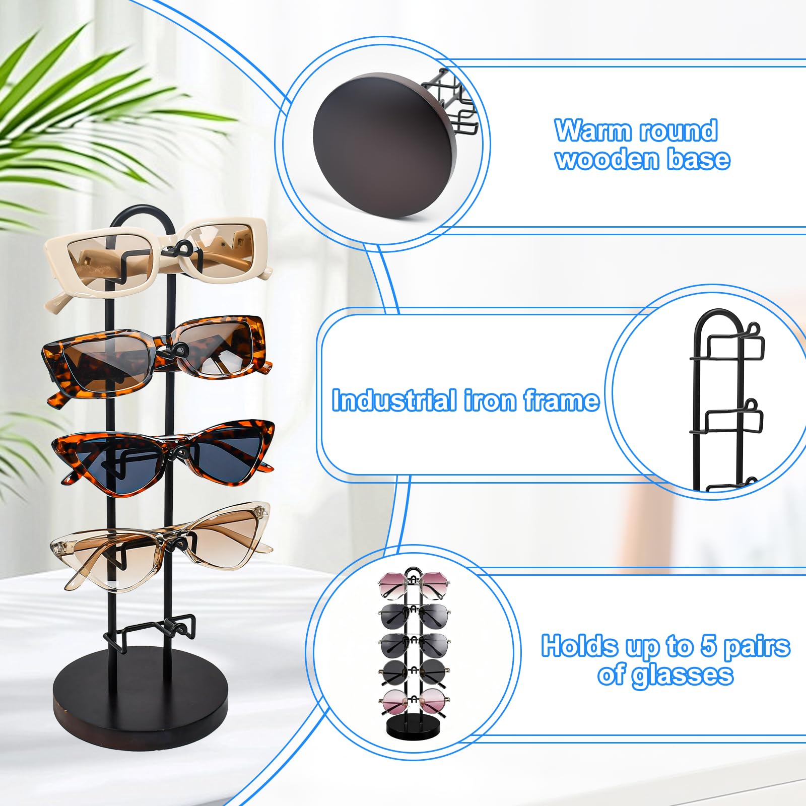 Support De Lunettes De Bureau 4/5 Paires De Lunettes De Soleil Présentoir De Vente Au Détail De Table Pour Lunettes De Vue De Lunettes De Vue Support