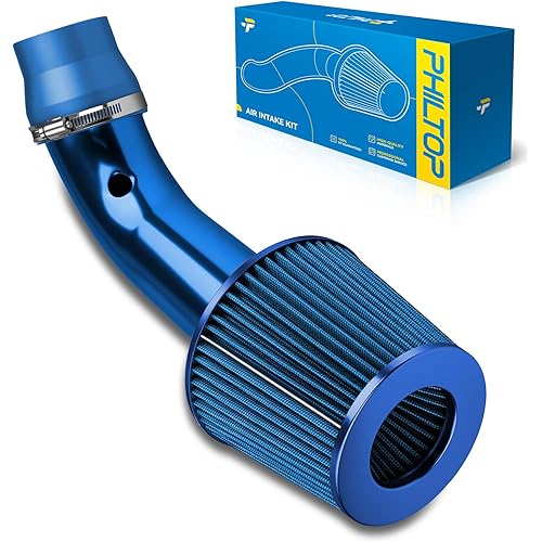 PHILTOP 3" Universal Cold Air Intake Kit System Compatible with Honda CR-V 1999-2020, Honda Civic 1999-2020, Odyssey 1998-2021, Hyundai Sonata 1999-2021, High Performance, Blue