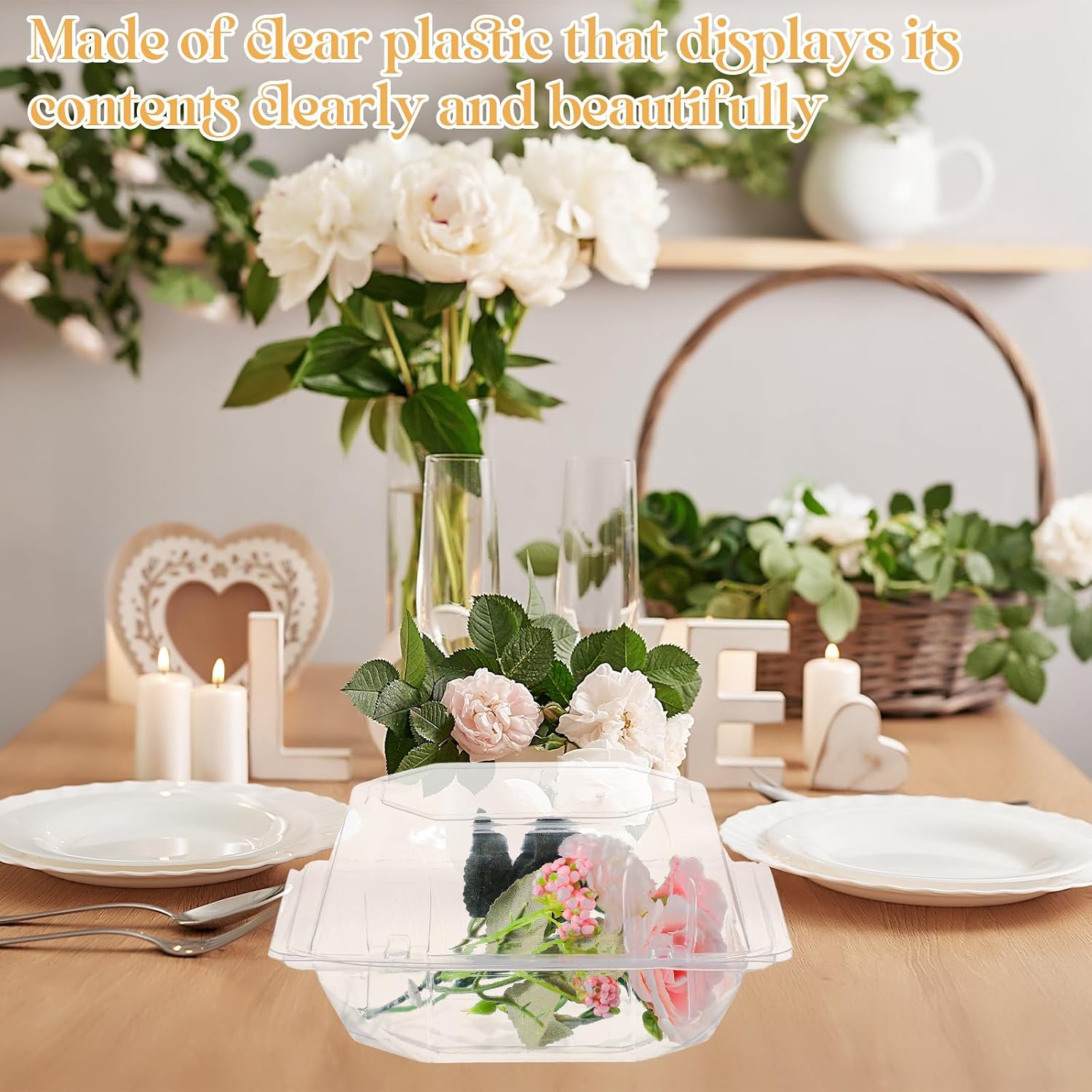 Funnymoom 60 Pack Clear Plastic Corsage Box, 7.09 x 5.12 x 3.94 Inches