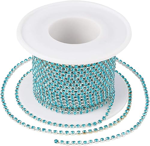 Mega Pet Cadenas de latón con diamantes de imitación de 10 yardas, cadena de cristal de amatista de 0.079 pulgadas para ropa de boda, costura y