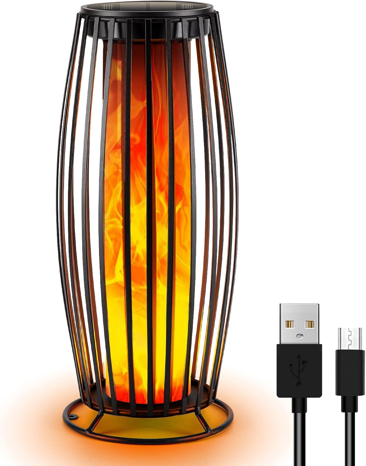 Nenrent Outdoor Floor Lamp Garden Solar Flame Lights Interior Lighting Decoration with USB/Solar Charge,Landscape Torch Metal/Waterproof Lights for Garden Yard Patio Pathway Party : Tools & Home Improvement