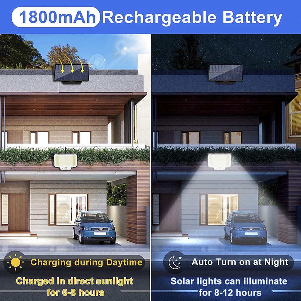 Lampa zewnętrzna z oświetleniem ulicznym na energi Lampy solarne 200 diod LED Oddzielny panel zewnętrzny Zasilane energią słoneczną Światła przeciwpowodziowe ze zdalnymi wodoodpornymi kinkietami IP65
