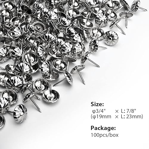 Miniatura 5 de Tachuelas de tapicería para muebles, clavos de tapicería vintage de 34 pulgadas, 100 tachuelas de muebles resistentes para tapicería, clavos de