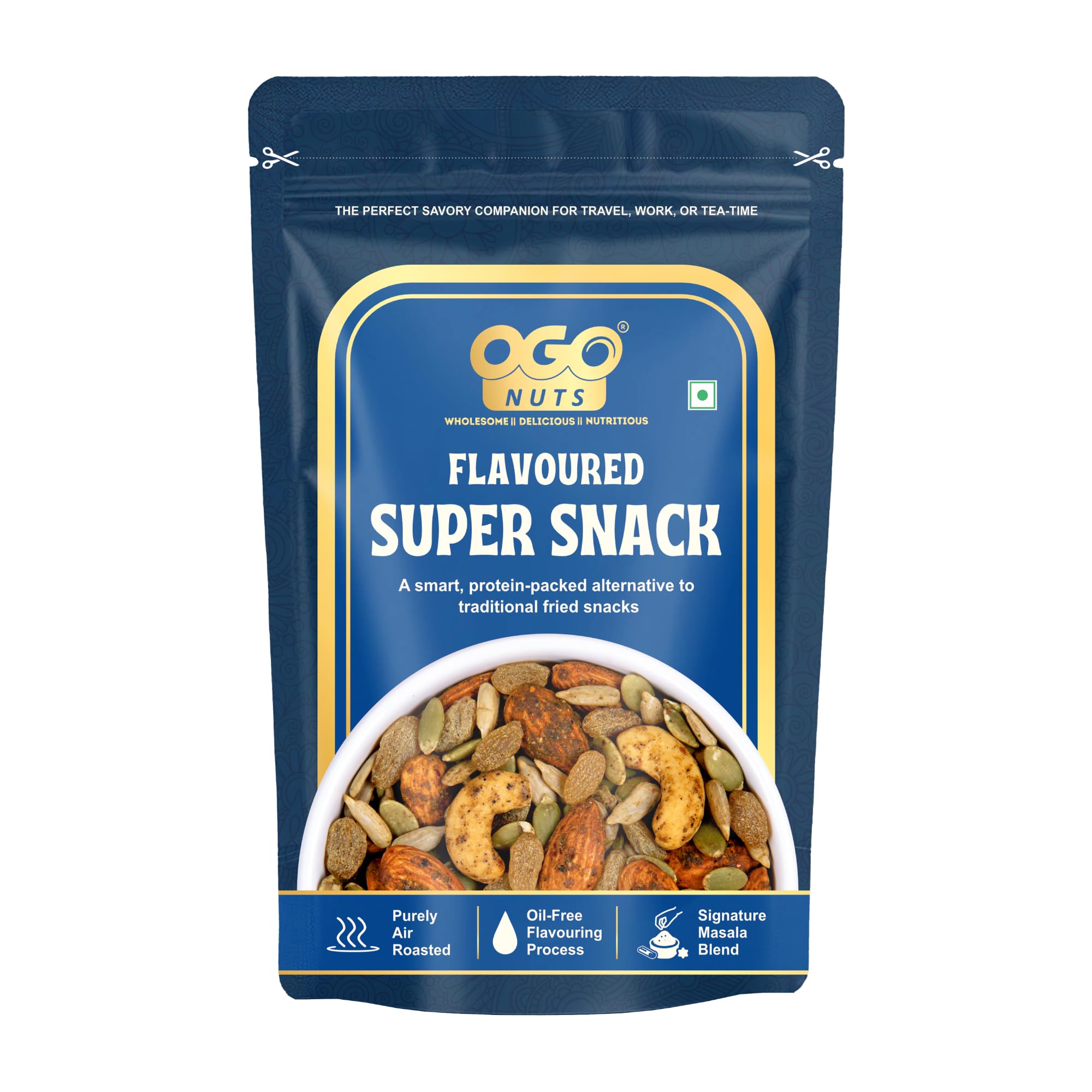 Ogonuts Trail Mix Flavoured Super Snack 200g | Pack of 2 x 100g | Almonds Cashews Seeds Raisins | Spiced Mix-image-9