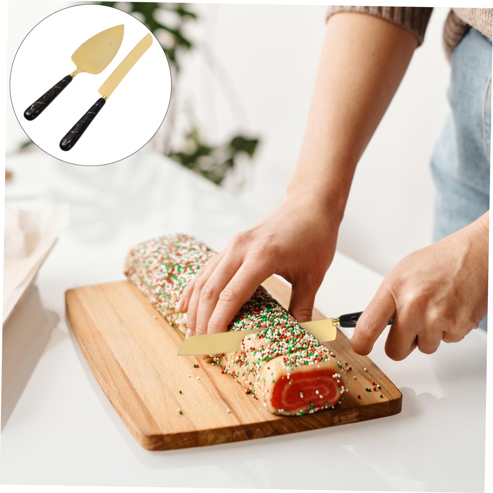 VICASKY Ustensiles de Pâtisserie Comprenant Spatule à Gâteau et Coupe-pizza Set de 2 en Acier Inoxydable Manche Antidérapant Ergonomique Cuisine et Cuisson