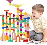 Marble Run,135 PCS Marble Maze Building Block Toys Gravitrax Marble Run for Kids,STEM Learning Toys Marble Track Race Tower Model Creative Birthday Gift with 60 Marbles for Boys & Girls 3 4 5 6 7 8 9