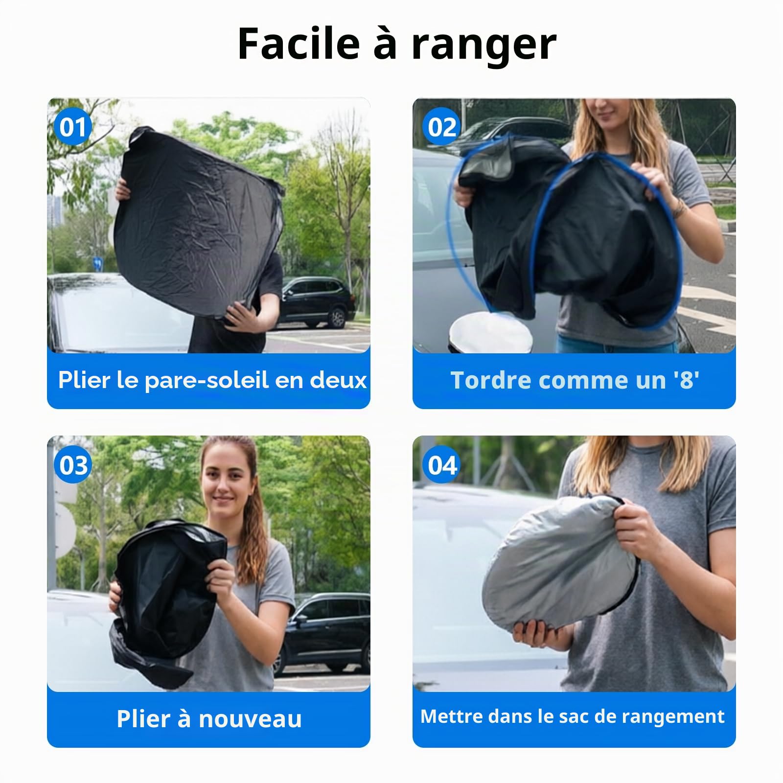 Pare Soleil Voiture Pare Brise Avant pour Tesla Model Y Model 3 2019-2026, Pare-Soleil Pliable pour Tesla Model 3/Y,Pare-Brise Soleil Voiture Intérieur, Anti UV et la Chaleur avec Sac