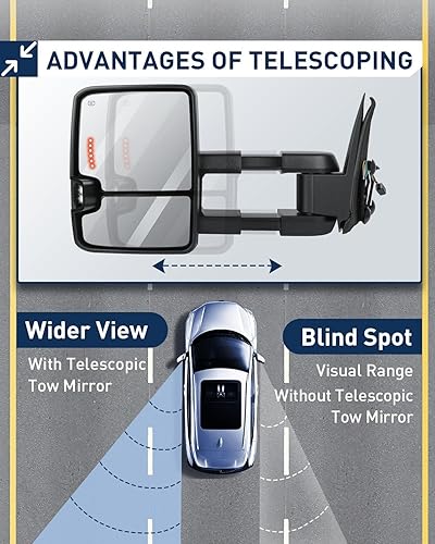 Miniatura 6 de ECCPP Espejos laterales de repuesto para Chevy para Silverado para Suburban 1500 2500 3500 para Tahoe para GMC para Sierra para Yukon Power Espejos