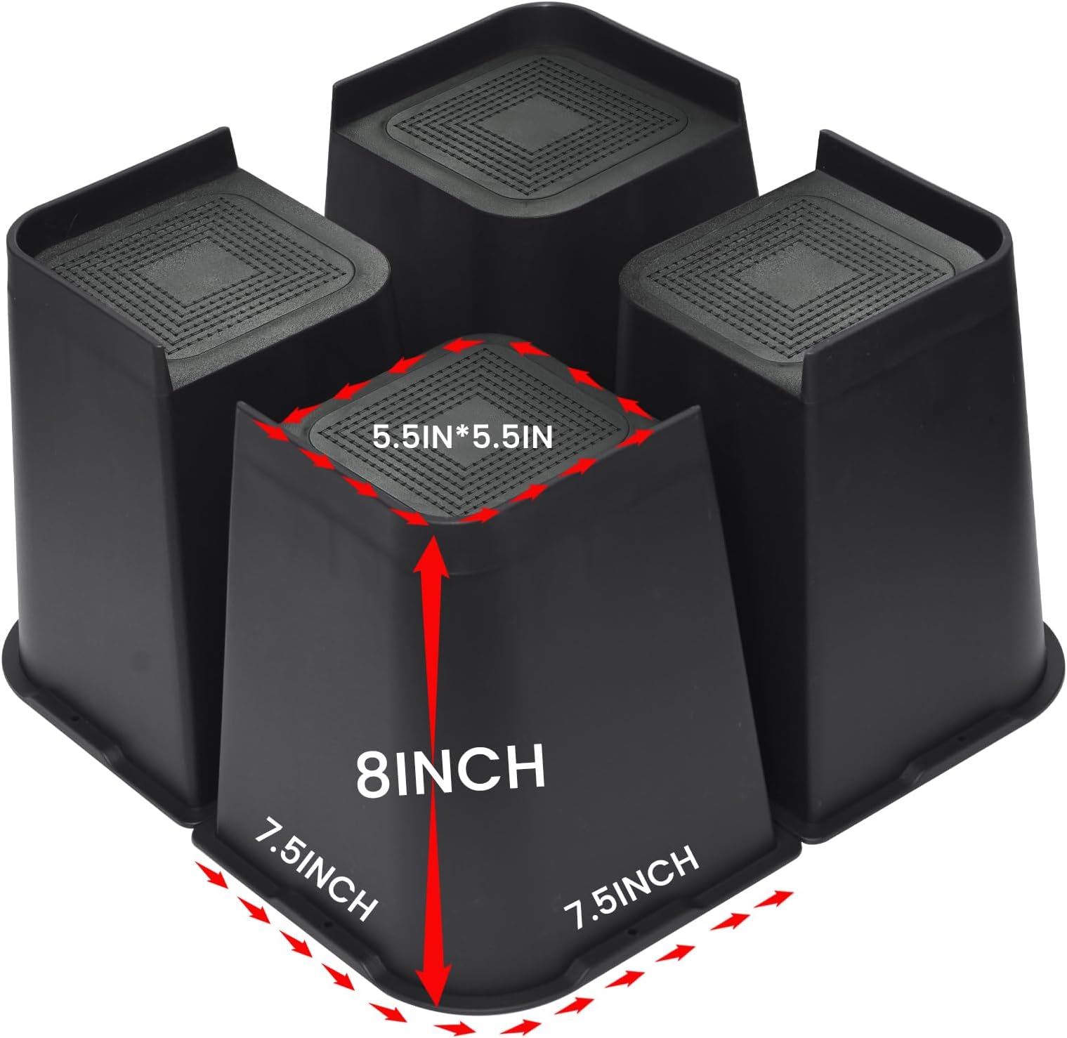 MYMULIKE Bed Risers 8 inch, Oversized Furniture Risers, Support Up to 6000 Lbs, Lift 8 inch for Couch, Sofa, Table,Chair (Black 4 Pack, 8 inch)