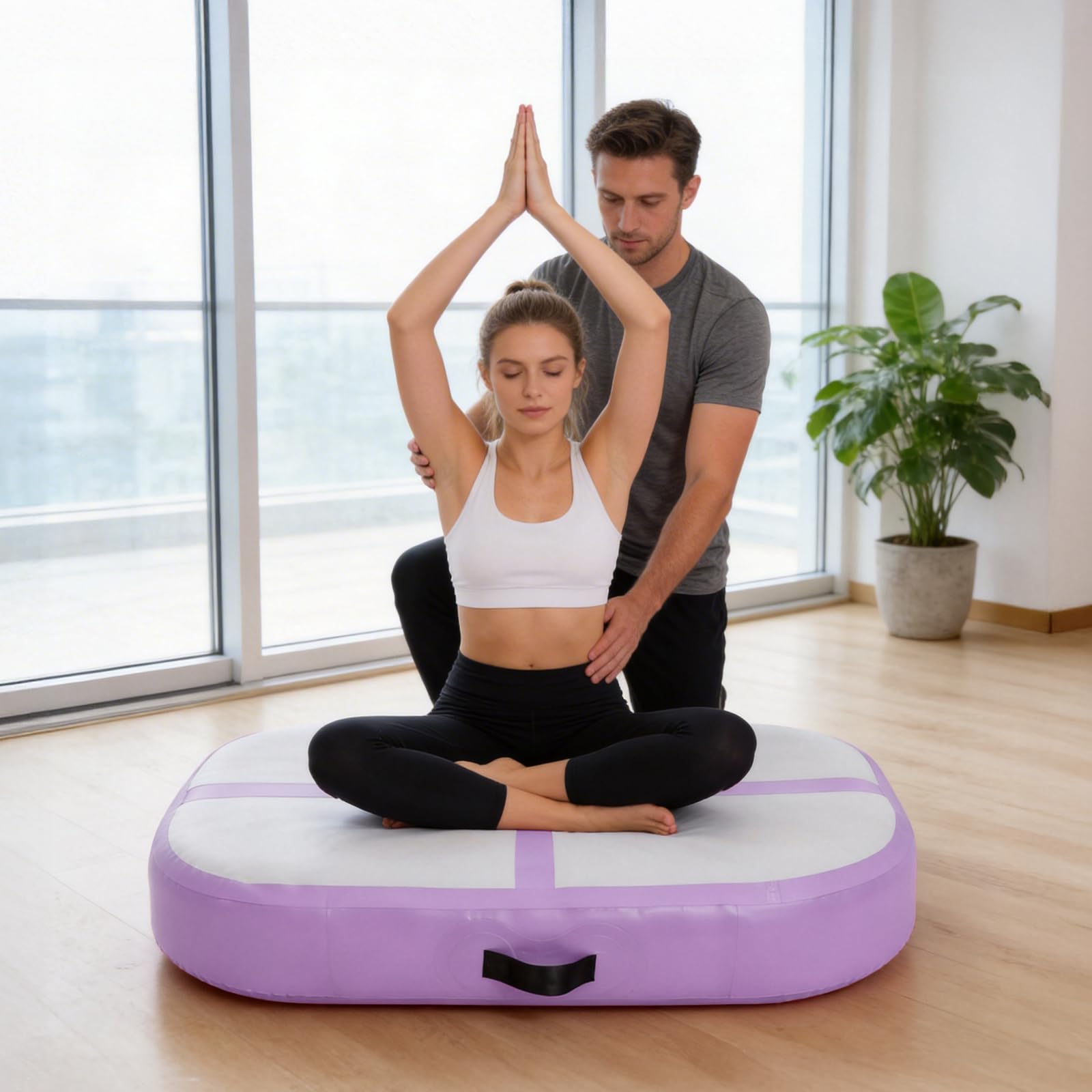 Aufblasbare Air Track Matte 100×60×20 cm – Gymnastikmatte Trainingsmatte aus PVC, 20 cm Dicke Turnmatte für Yoga, Turnen, Tanz & Fitness Training (Ohne Pumpe)