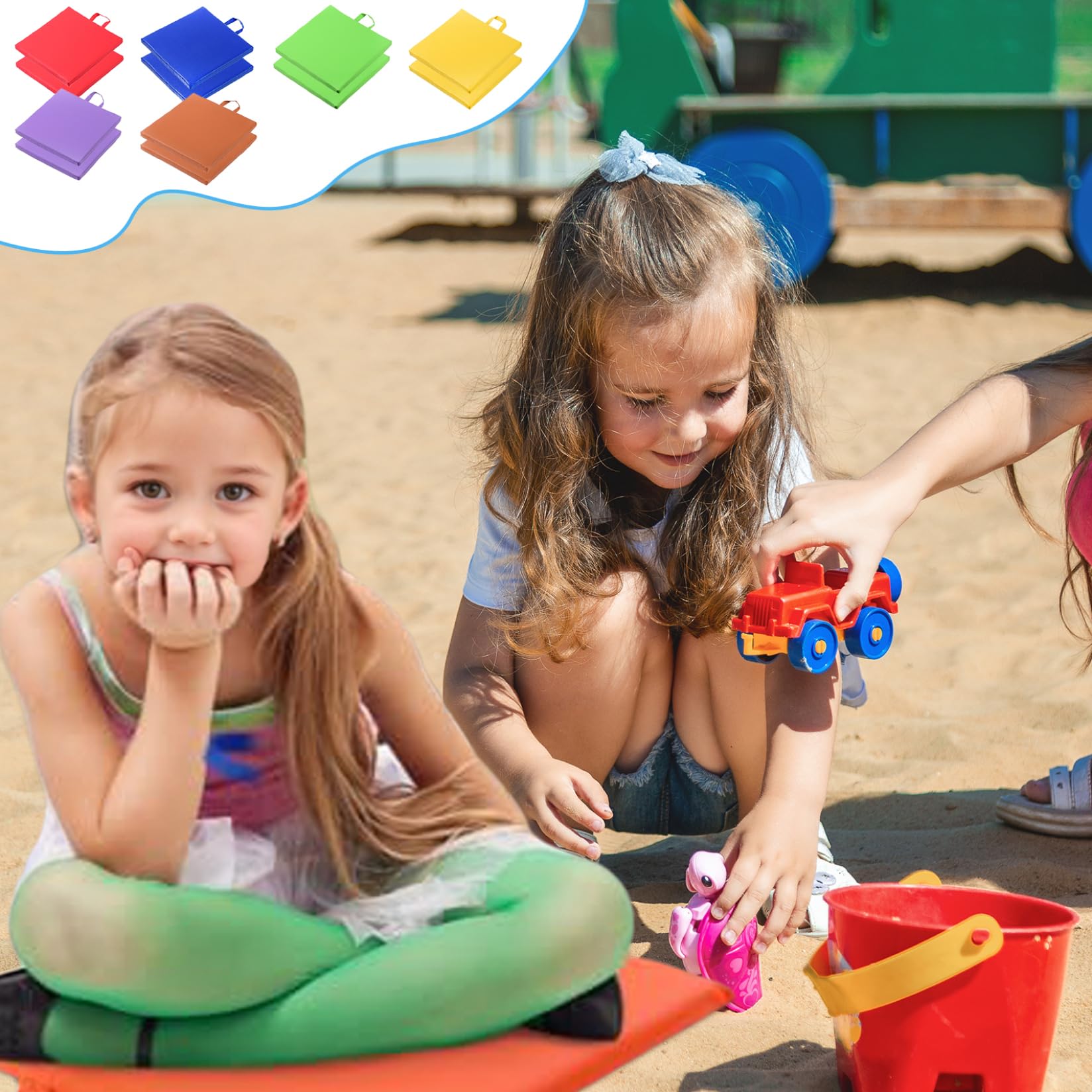 Coussins de sol pour salle de classe, 12pcs de 12 pcs de siège flexible imperméable avec poignée, siège au sol rectangulaire de 6 couleurs, coussins de plancher pour enfants, garderie, école maternel