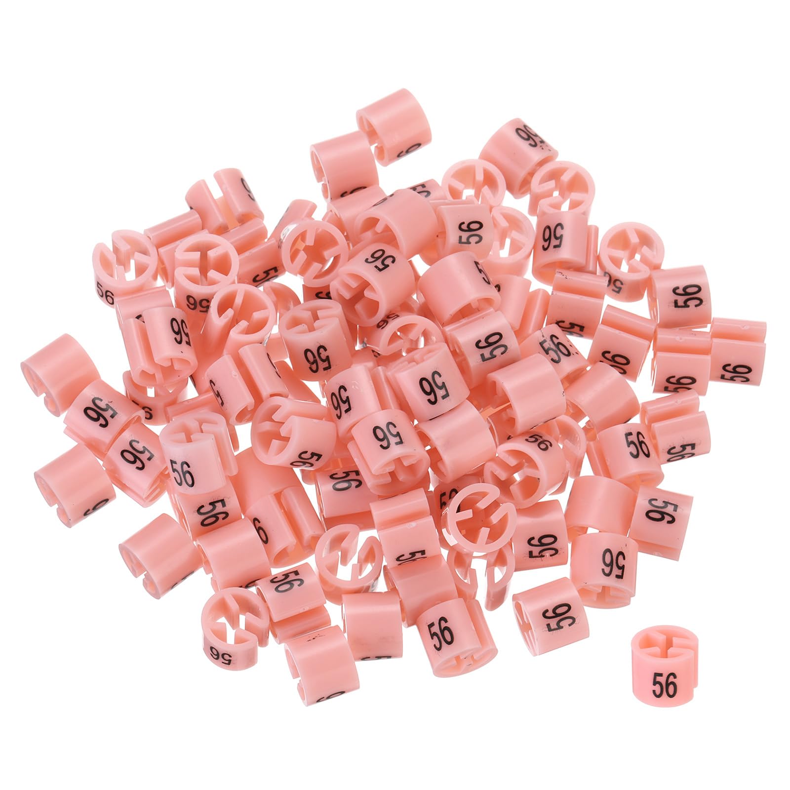 sourcing map Clothes Hanger Marker Number 56 Tag Fit 3.5mm Rod Pink for Garment Clothing Color Coding, Pack of 100