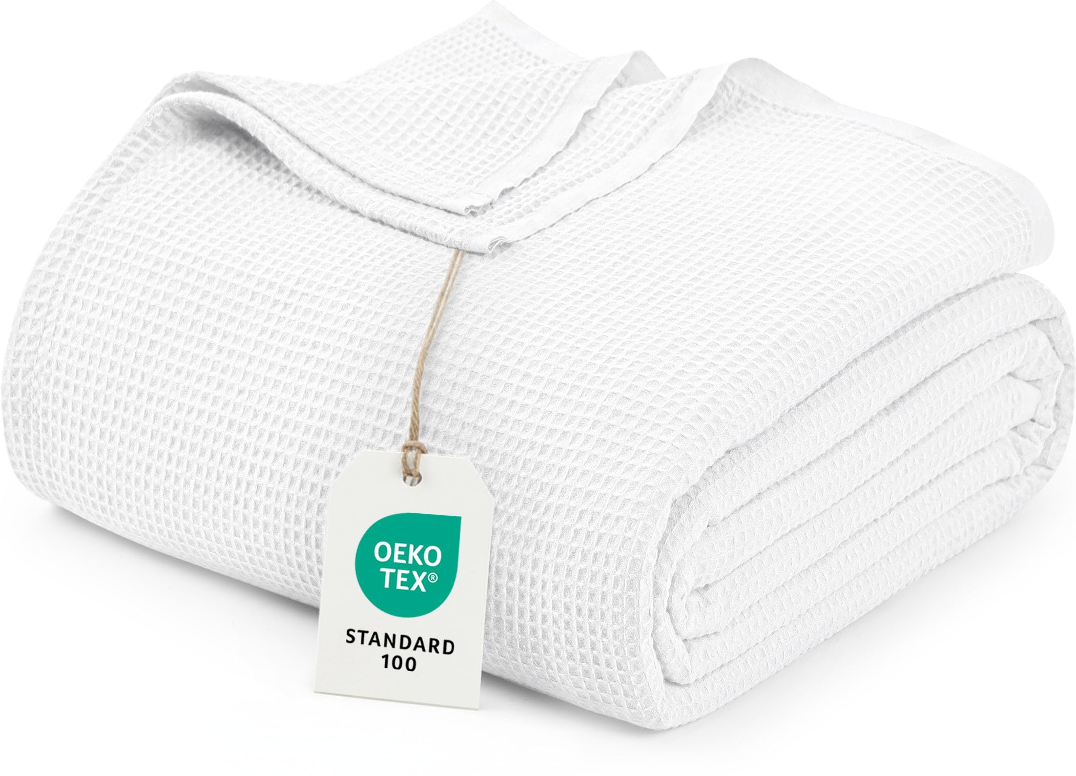 bedding white waffle blanket queen size soft lightweight breathable cotton blend bed blanket for all seasons luxury throws for bed couch and sofa