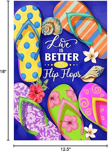 Miniatura 8 de Morigins Life is Better in Flip Flops - Bandera decorativa de verano para patio, playa tropical, náutica, bandera de jardín al aire libre, doble