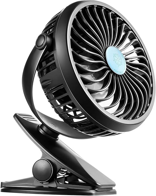 Clip on Fan,Stroller Fan Portable USB Rechargeable Desktop Handheld Mini Desk Fan for Office Bedroom Baby Stroller Outdoor Sports Travel Camping Fan