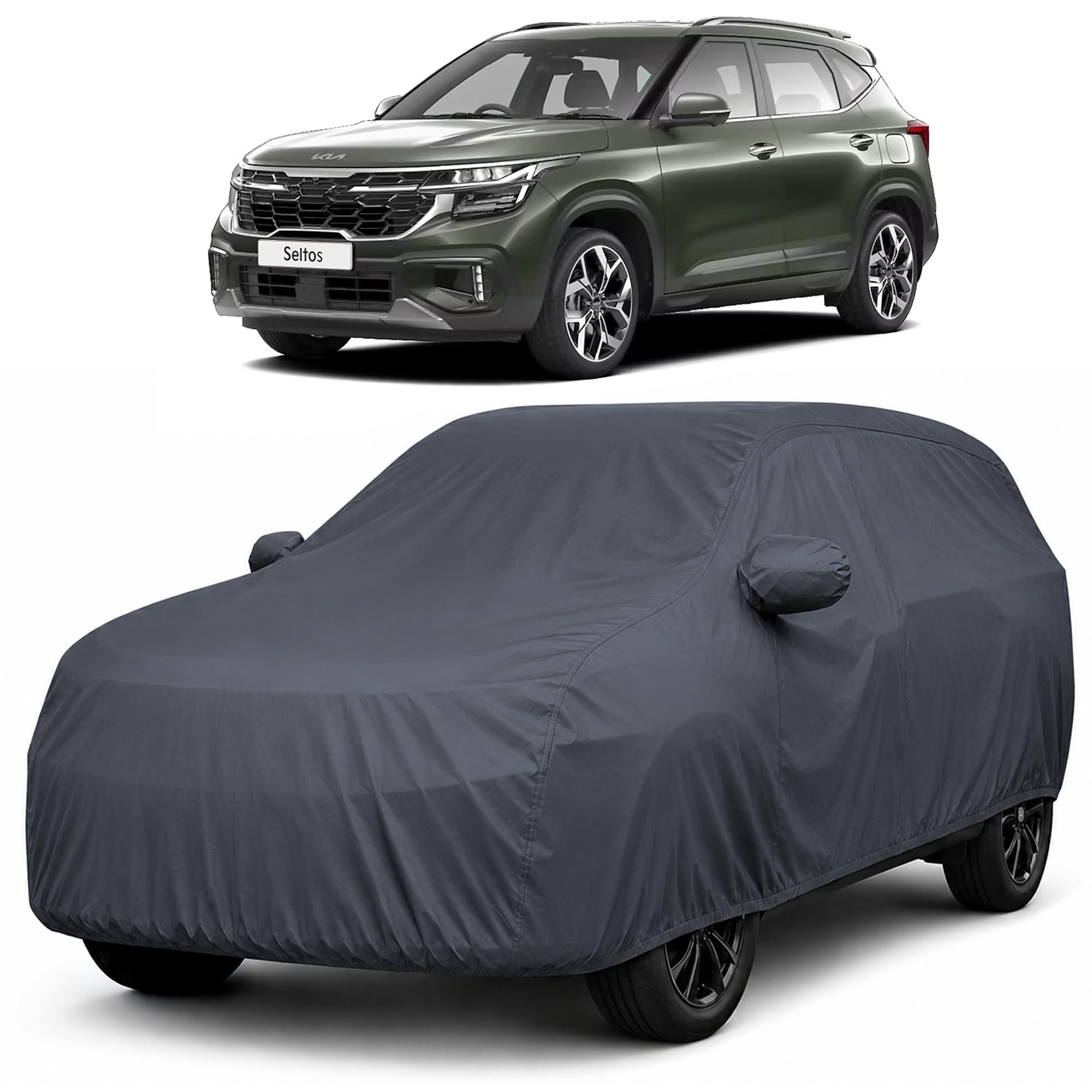 Autofact Premium Waterproof Car Cover for Kia Seltos | High Quality Rain Cover Fabric |Triple-Stitched |Lightweight & Soft Feel|Dustproof & Scratchproof |Indoor & Outdoor Use