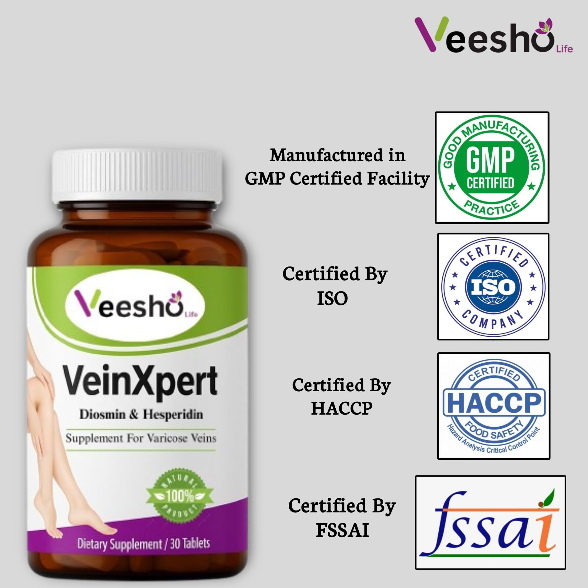 VeinXpert Varicose Vein Support | Ayurvedic Supplement for Leg Swelling, Heaviness & Pain Relief | Natural Circulation & Vein Health Formula| 60 Tab 4