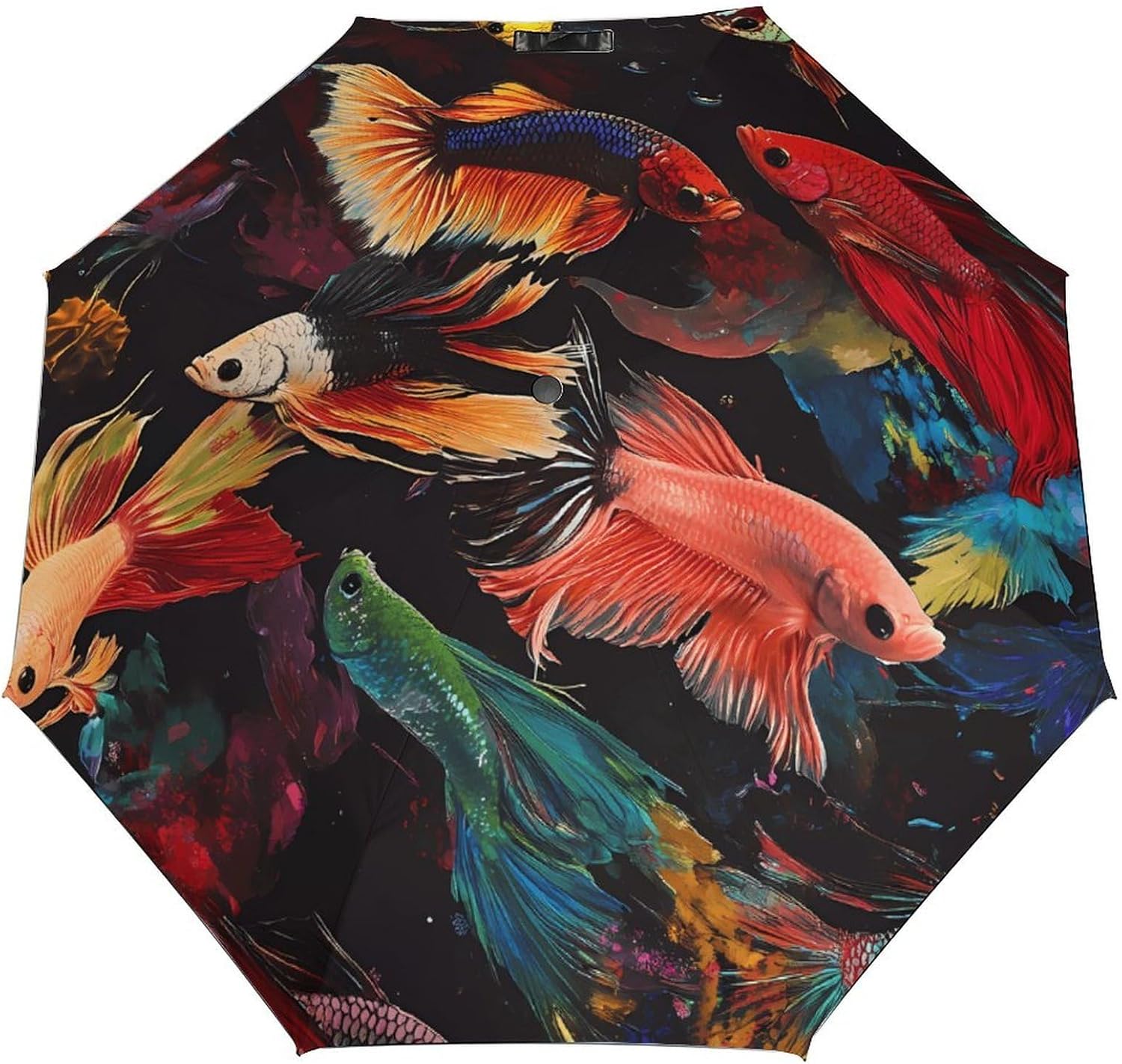 Swimming Betta Fish Travel 3 Folding Umbrella Windproof Rain Sun Manual Opening And Closing Umbrellas