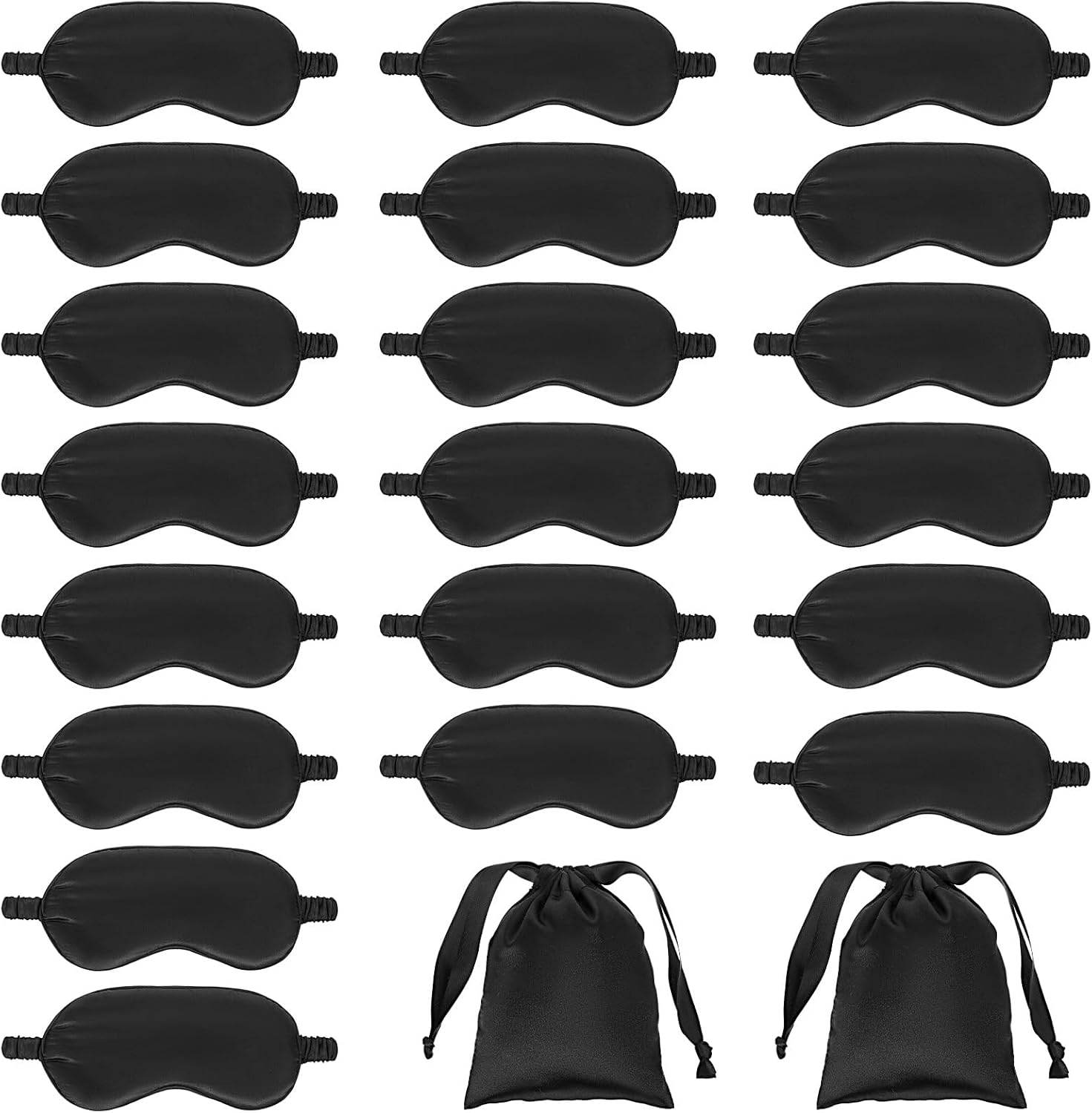 20 Pcs Silk Sleep Eye Mask for Sleeping Adjustable Elastic Strap Blackout Smooth Soft Eye Covers No Pressure Sleep Mask for Women and Men Comfortable Blindfolds(Black) 20 Pcs Silk Sleep Eye Mask for Sleeping Adjustable Elastic Strap Blackout Smooth Soft Eye Covers No Pressure Sleep Mask for Women and Men Comfortable Blindfolds(Black)