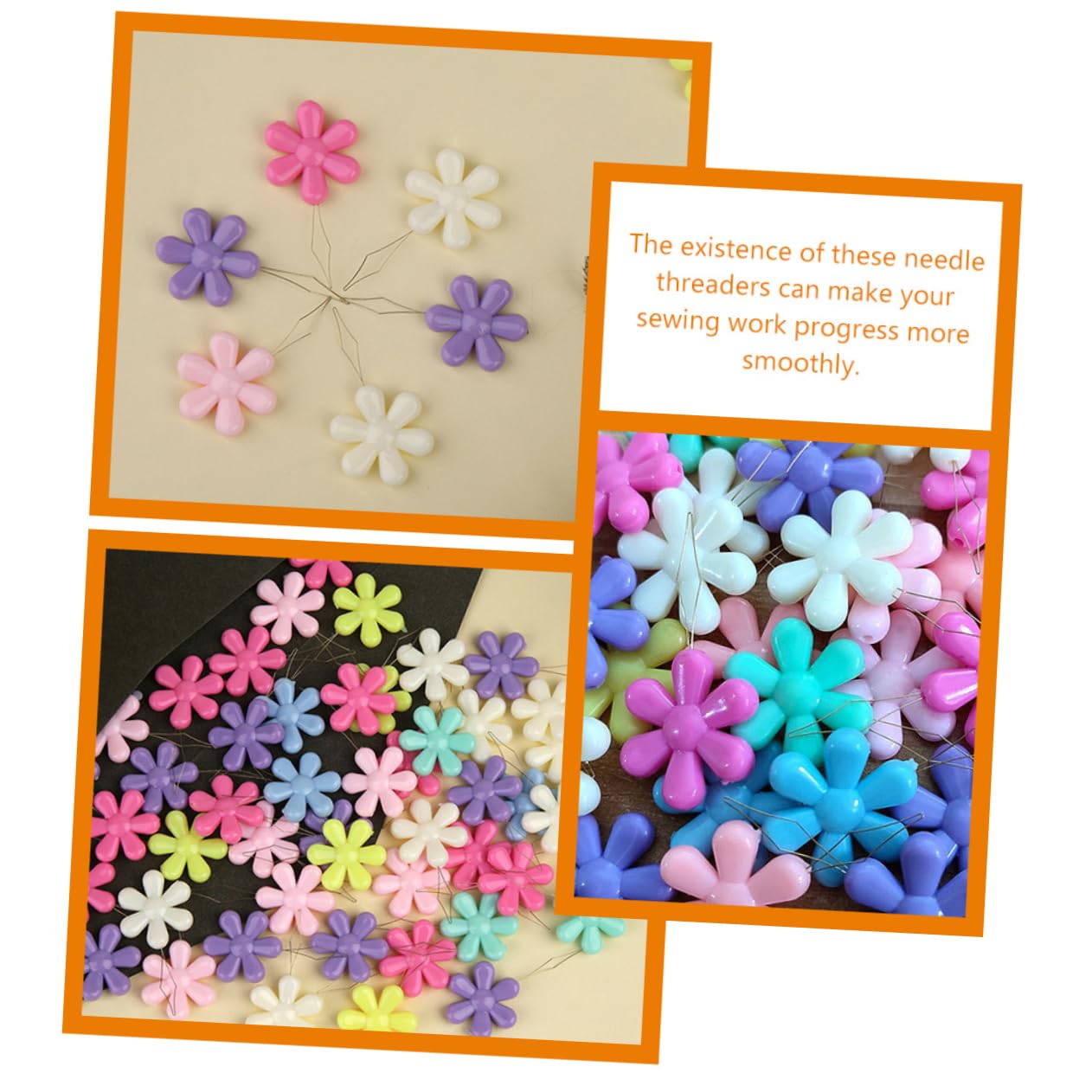 4 Set di Infila Ago A Forma di Fiore per Cucire Ricamo Infila Ago A Mano 50 Pezzi * 4