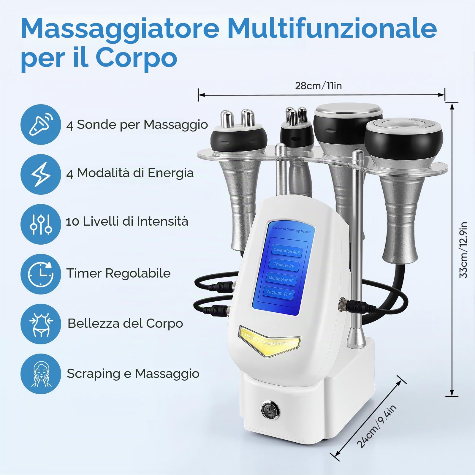 40K Apparecchio di cavitazione, Dispositivo dimagrante 4 in 1 con radiofrequenza per la cura della pelle, la scultura del corpo e la bellezza del viso per viso, addome, glutei e cosce