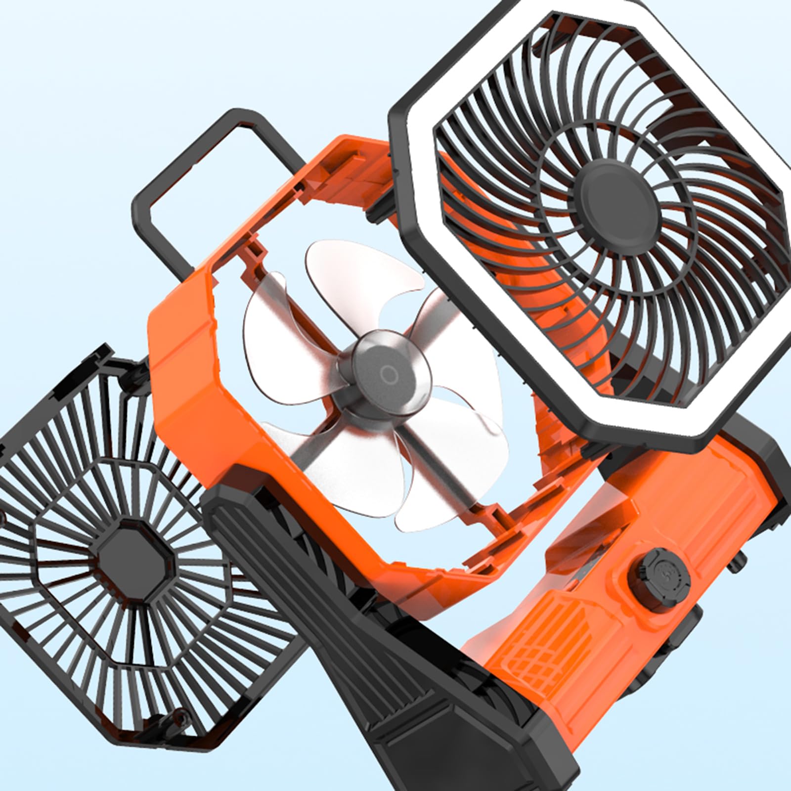 Ventilatore da tavolo USB 20000 mAh Ricaricabile Ventilatore Appeso Campeggio con 4 Gear LED Luce Portatile per Tenda da Campeggio Lampada da Lettura