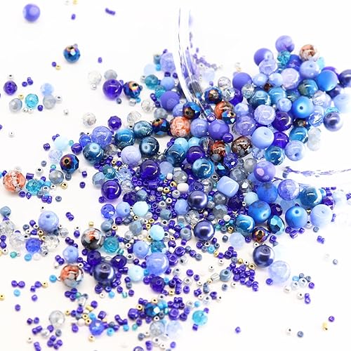 Miniatura 3 de Cuentas de vidrio negro para hacer joyas, juego de cuentas de pulsera, 1000 piezas que incluyen cuentas redondas surtidas de 0.315 pulgadas, cuentas