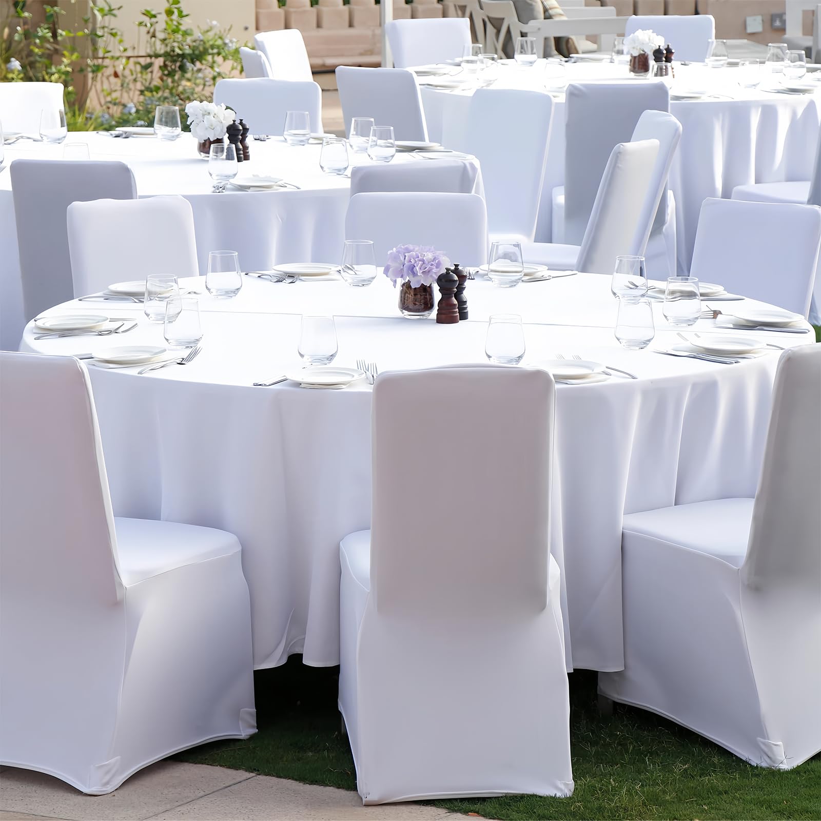 Fodere per sedia, 6 pezzi, universali, elasticizzati, bianchi, senza braccioli, in spandex elastico, lavabile, per sedie, per matrimoni, feste, banchetti e feste