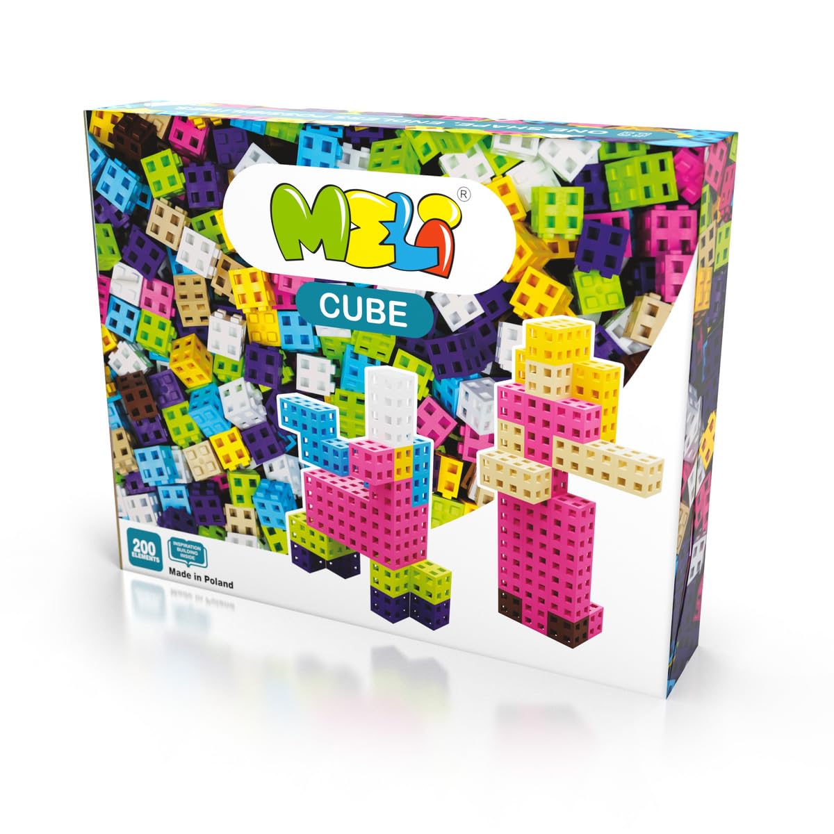 Meli Minis Cube Pink – 200 Bausteine (2x2 cm) in Pastellfarben – Kreatives Konstruktionsspielzeug für Kinder ab 3 Jahren – Fördert motorische Fähigkeiten und Fantasie