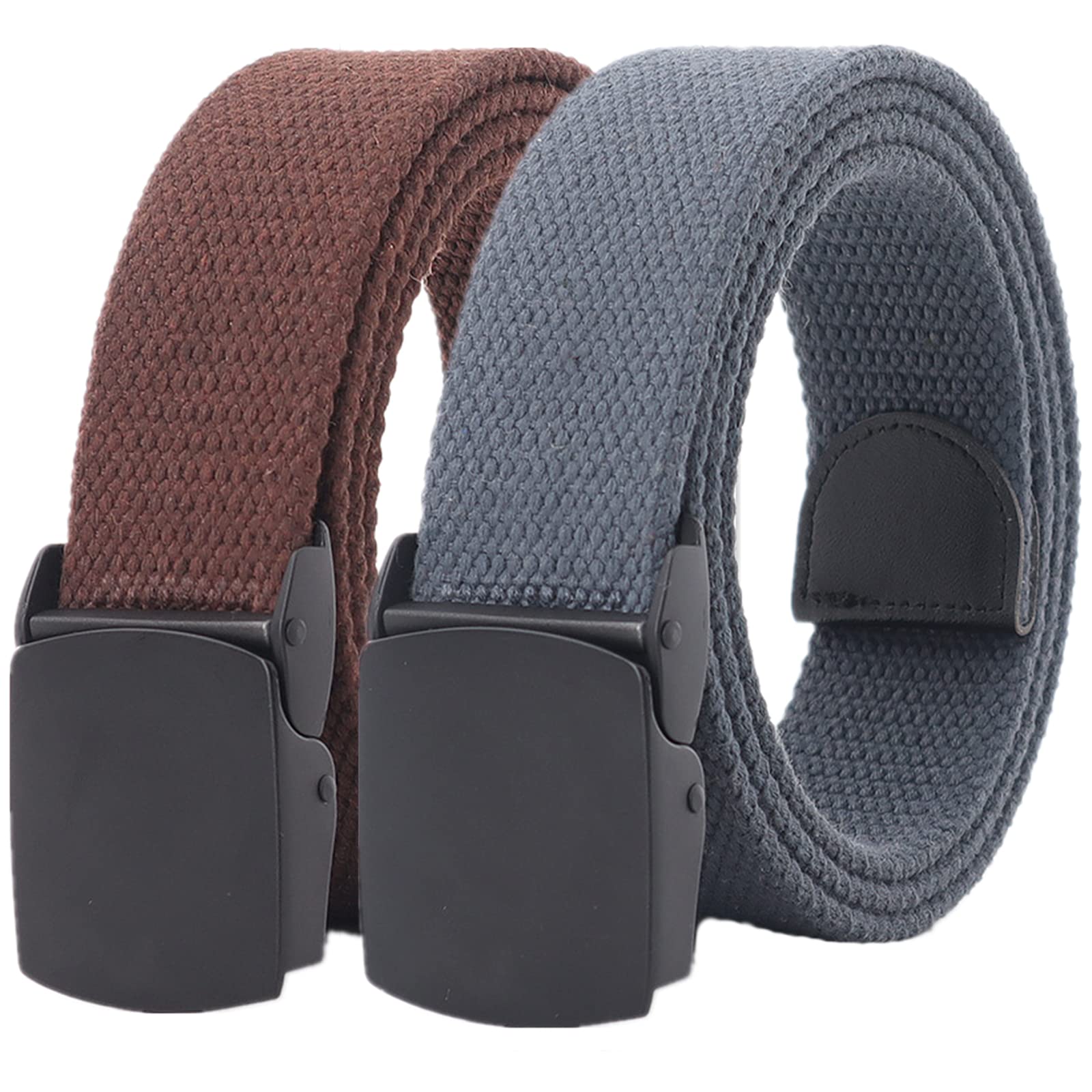 Cinturones de trabajo para hombre, Cinturones for hombres y mujeres, cinturón táctico militar resistente de liberación rápida, hebilla de aleación negra, cinturón de lona de algodón(Coffee and Gray,17