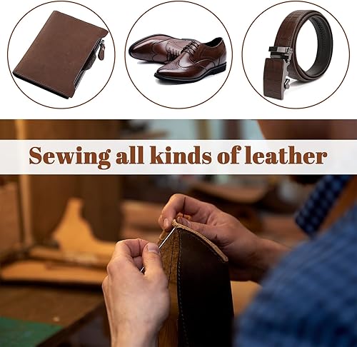 Miniatura 4 de Hilo encerado de 110 yardas con 7 agujas de cuero para coser a mano, hilo encerado 150D, agujas de reparación de cuero para coser tapicería, bolsas