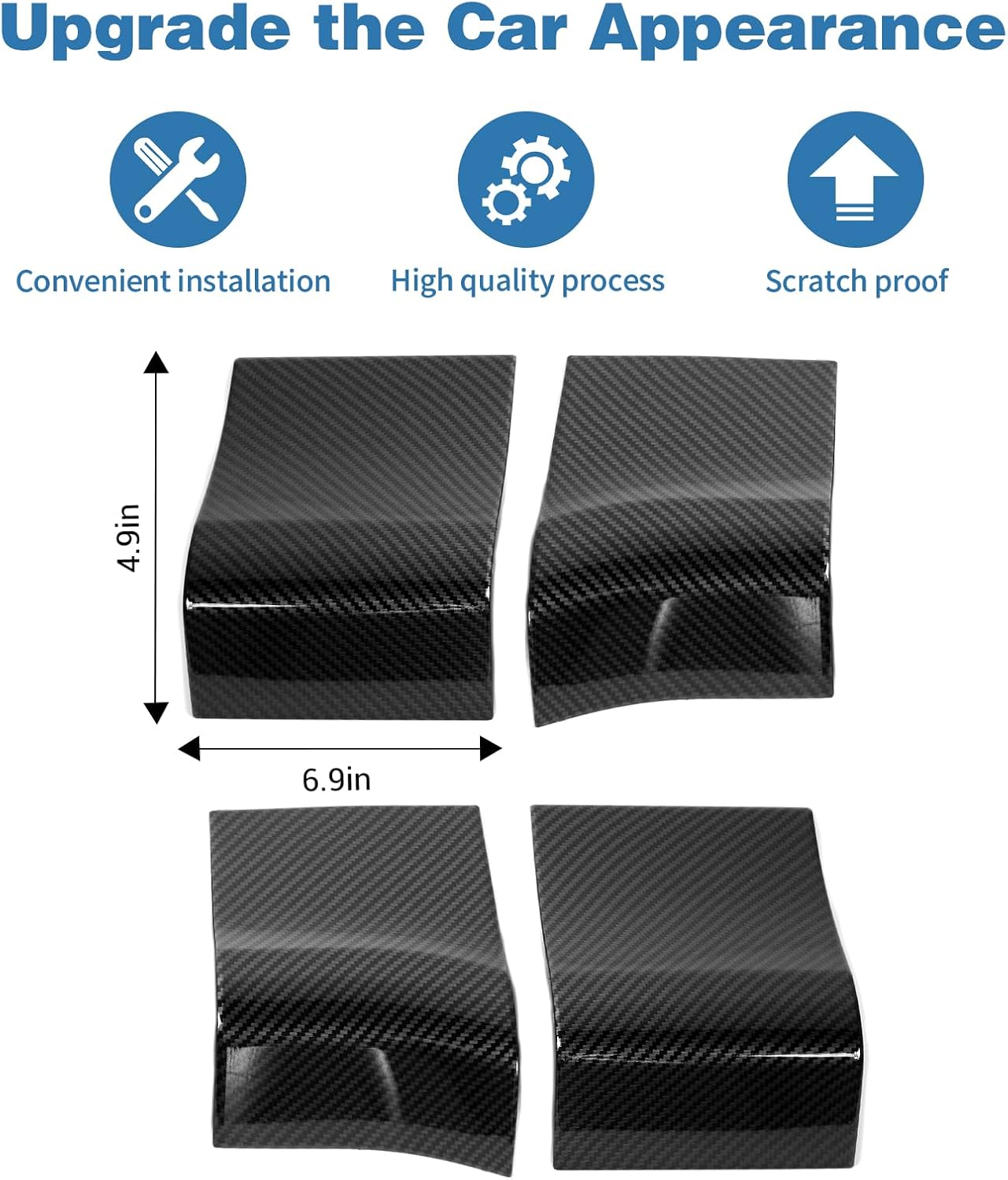for F150 Inner Door Handle Panel Trim Cover Carbon Fiber Compatible with Ford F150 2015-2020 Carbon Fiber Interior Accessories 4pcs