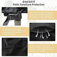 Vista 4 de AKEfit Fundas para Muebles de Patio, 500D Impermeable de Servicio Pesado para Mesa de Patio Cuadrada y Rectangular para Exteriores y Fundas de Negro