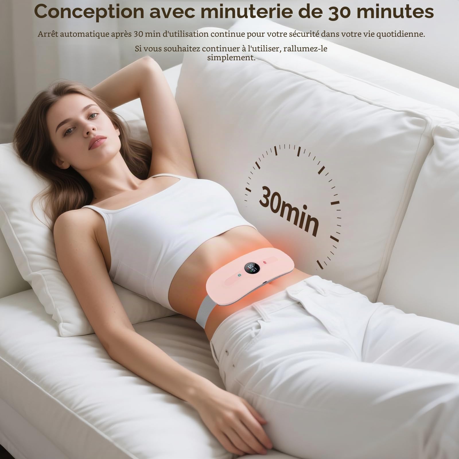 iklestar Bouillotte regles douloureuses pour soulager la douleur menstruelle rechargeable avec six modes de chaleur et de massage, ceinture chauffante regle douloureuse électrique portable pour femmes